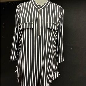 bepei brand, XXL, NWT, Chic Black and White Striped Women's Blouse